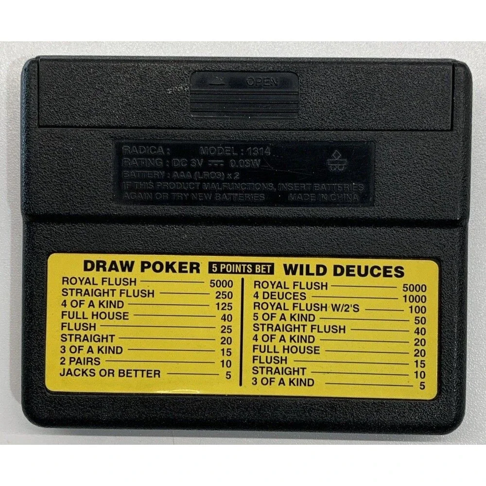 Radica Pocket Poker Deuces 5000 Model 1314 Handheld Electronic Game Tested Works